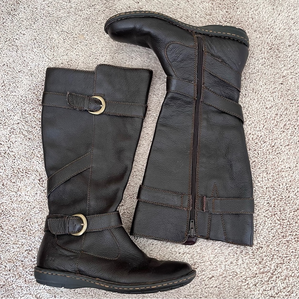 B.O.C Austin Flat Knee-High Comfort Boots Dark Brown 7.5 Moto Boho